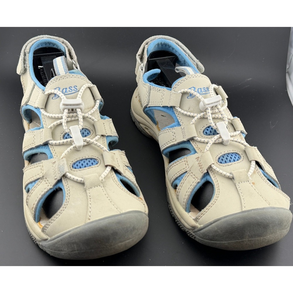Bass Destin-Leather Hiking Sandals, Tan Blue Bungee 4096-401, Womens 6.5M
